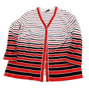 Miss Accent Act III Cardigan Women 2XLarge Orange Stripe  Sweater Flaw USA VTG‎